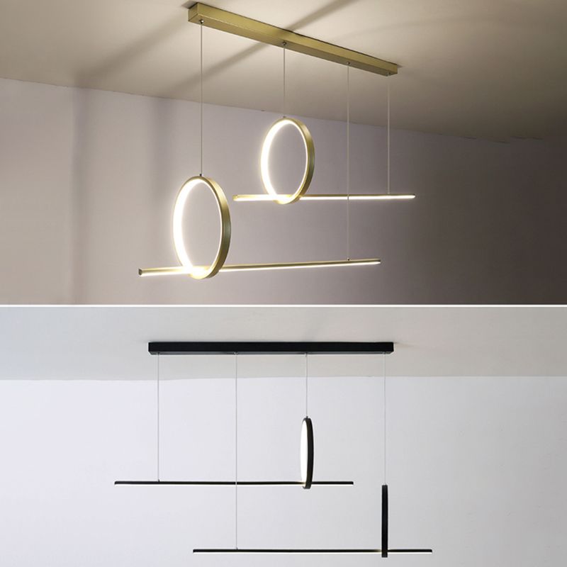 Modern Minimalist Style Linear Island Light Fixture Metal Pendant Light