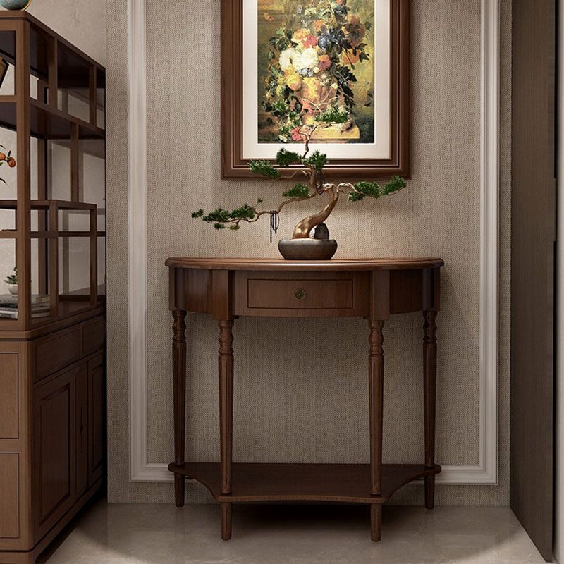 Mid Century Modern Accent Table Half Moon Wooden Console Table