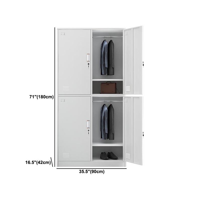 White Steel Wardrobe Armoire Contemporary Hinged Wardrobe Cabinet
