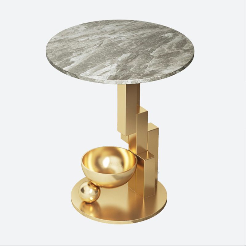 Contemporary Metal Corner Table Pedestal Round Living Room Sofa Side Accent Table