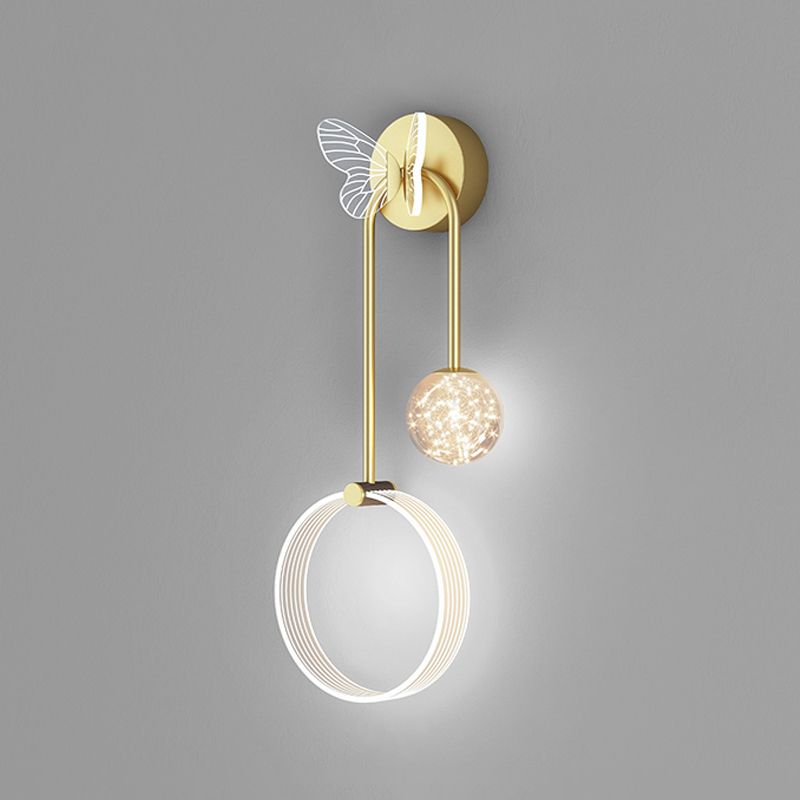 Modern Style Spherical Shape Wall Sconce Glass 3 Light Wall Lighting for Bedroom