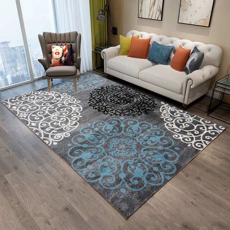 Nordic Hotel Area Rug Multi Colored Geometric Indoor Rug Synthetics Anti-Slip Stain Resistant Washable Rug