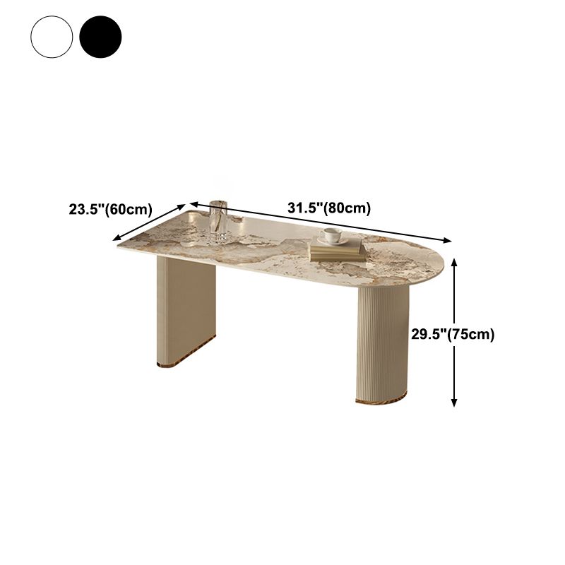Stone Top Dining Table Contemporary Dining Table with Sled Base