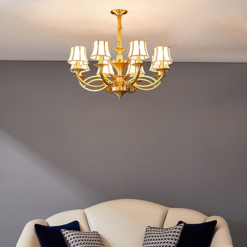 Multi-Head Chandelier Light Traditional Barrel Pendant Lamp with White Glass Shade
