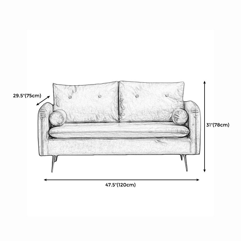Tufted Square Arm Sofa Mid Century Modern 30.7" H Faux Leather Sofa