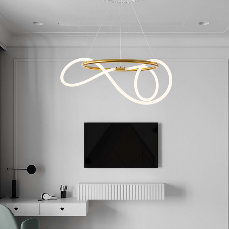 Moderne Kronleuchterbeleuchtungskörper Wohnzimmer Linear Kronleuchterlampe in Gold
