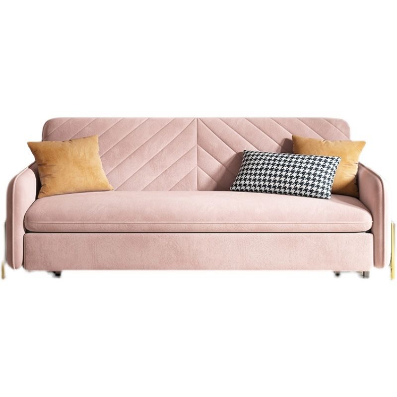 31.49" Wide Pink Sleeper Sofa Velvet Sofa Bed with Detachable Mattress