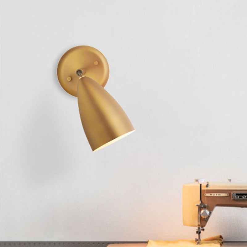 Elongated Dome Bedroom Sconce Light Metal 1 Head Contemporary Wall Mount Lamp in Brass