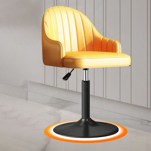 Scandinavian Metal Barstool Low Back Faux Leather Cushion Stool with Footrest