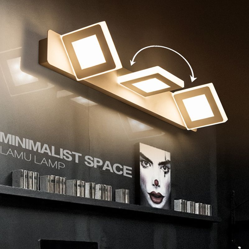 Minimalismo LED Baño Tocador de tocador Acrílico Forma cuadrada Lámpara de pared de tocador