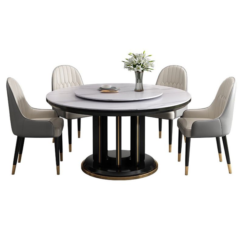 Modern Simple Dining Table Round Dinner Table with Rubberwood Base for Dining Room