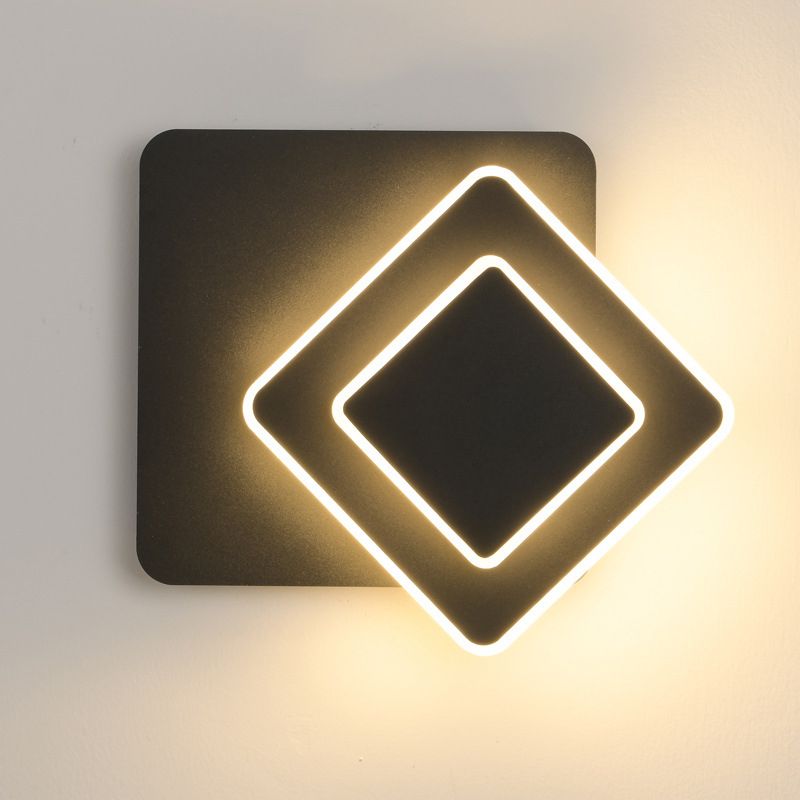 Nordic Style Metal Wall Light Geometric Rotatable LED Wall Sconce for Bedroom