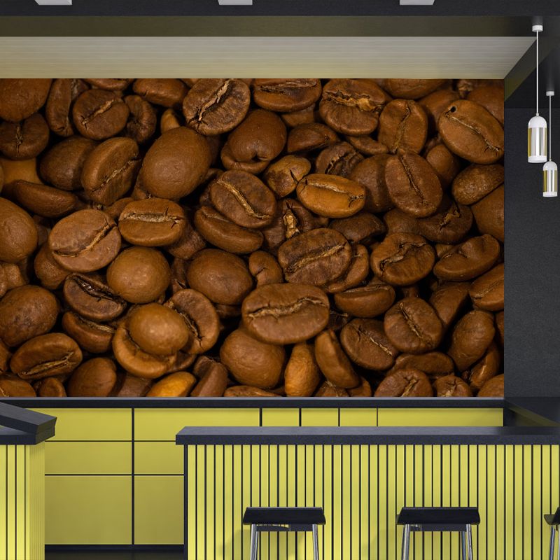 Customized Coffee Beans Mural Wallpaper for Restaurant Stain Resistant Wall Decor