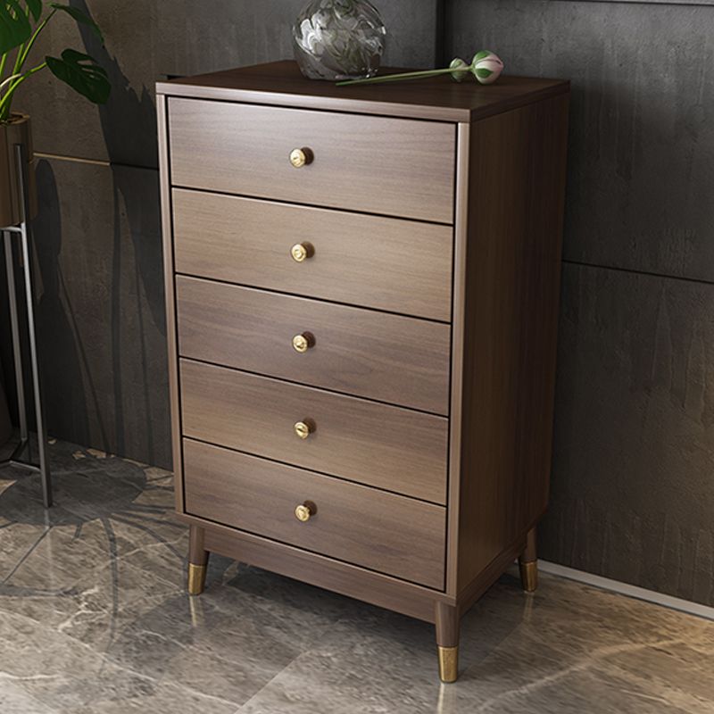 Glam Wooden Vertical Storage Chest Bedroom Chest with Drawers