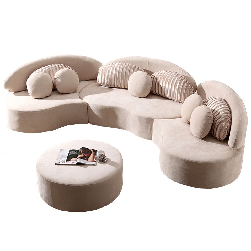 Living Room Contemporary Curved Armless Stationary Cushions Sofa
