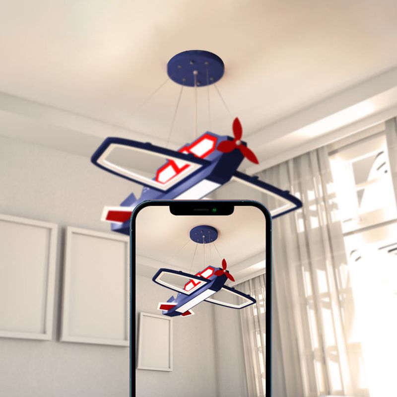 Éclairage pendentif avion bleu foncé lustre en métal LED LED pour chambre à coucher