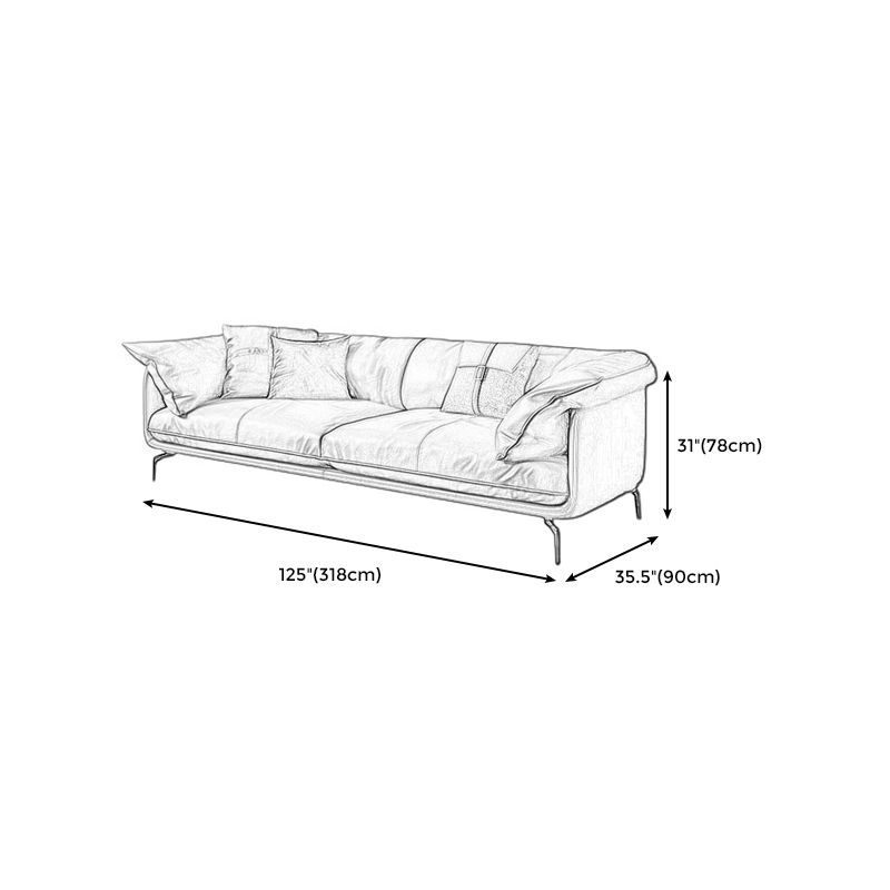 Scandinavian Orange Genuine Leather Pillow Top Arm Sofa/Sectional for Living Room
