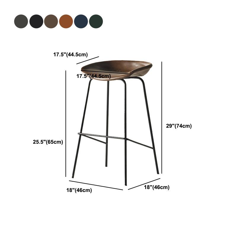 Contemporary Matte Finish Leather Barstool Low Back Coffee Shop Stool
