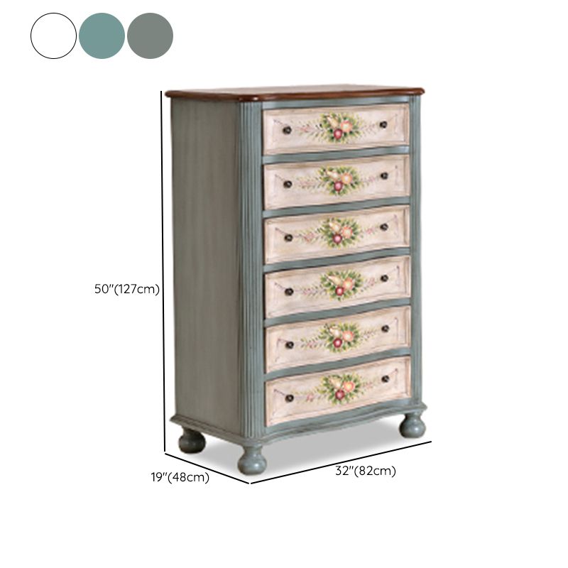 18.72-inch Width Traditional Storage Chest Solid Wood Dresser with 6 Drawers