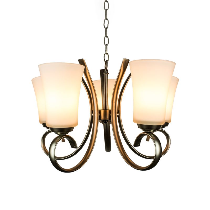 3 luci curva lampada sospesa in ottone vintage lampadario in vetro smerigliato per il ristorante