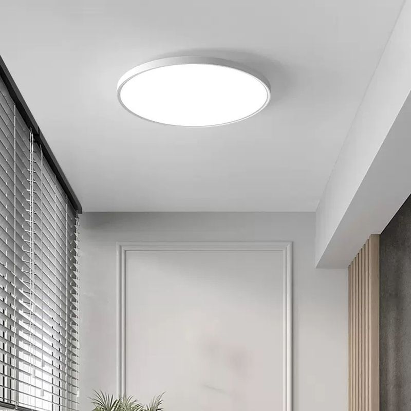LED Modern Metal Flush Mount Circle Shape Ceiling Light with Plastic Shade for Bedroom