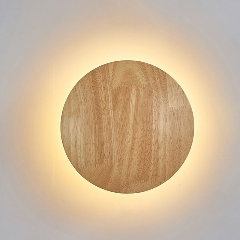 Licámetro de pared circular de color logarítmico en la lámpara de pared LED de hierro forjado de estilo conciso moderno con sombra de madera