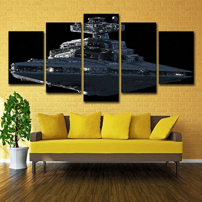 Star War Fighter Plane Canvas Science Fiction Multi-Piece Wall Art in Black