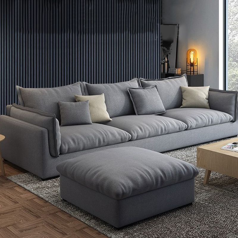 Fabric Living Room Pillow Top Arm Standard Cushions Light-grey Settee