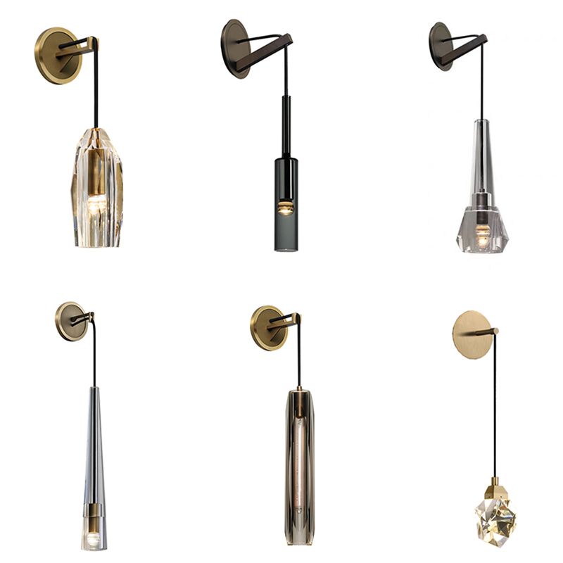 Modern Crystal Shade Wall Lighting Fixtures 1-Light Wall Lamp for Dining Room