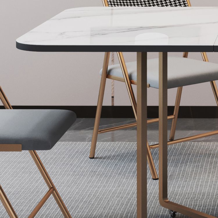 Foldable Sintered Stone Top Table Rectangle Extendable Table