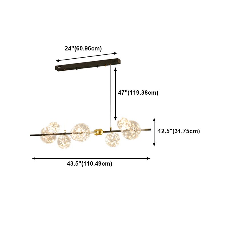 Accesorios de iluminación colgante de 8 cabezas de vidrio de lámpara simple para mesa de comedor