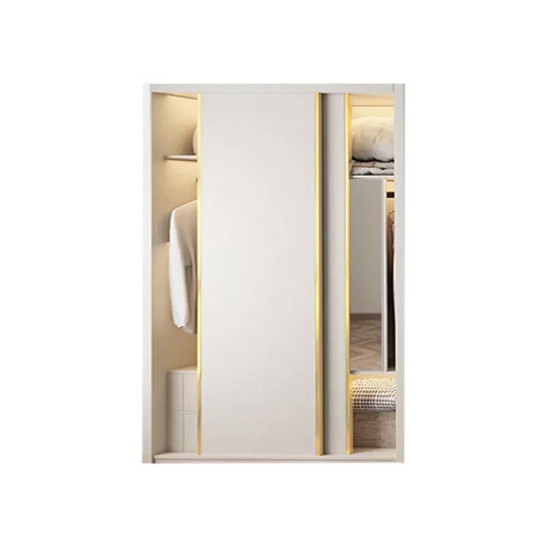 Engineered Wood Wardrobe Cabinet Modern Style Wardrobe Closet with Mirror