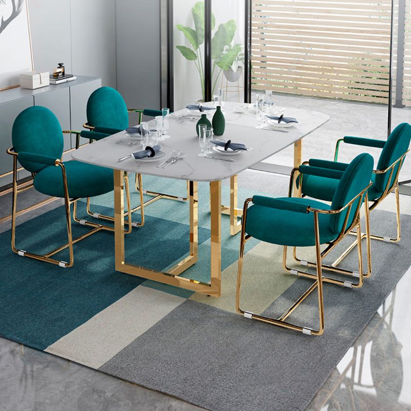 Scandinavian Style Upholstered Arm Side Chairs Open Back Dining Side Chairs (Set of 2)