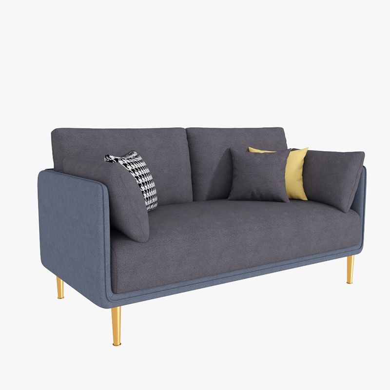 Glam Cushions Pillow Top Arm Faux Leather Stationary Sofa for Living Room