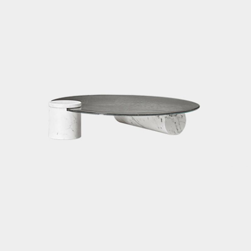 Round Clear Glass Coffee Table2 Legs Base 1 Single Cocktail Table
