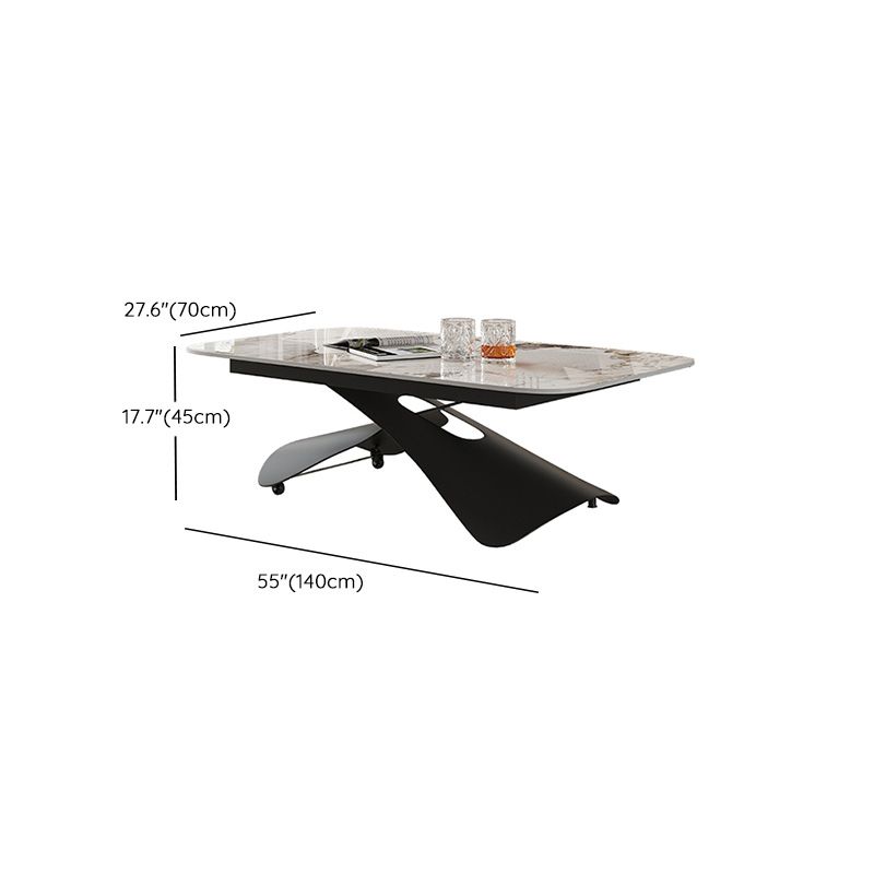 Glam Adjustable Height Coffee Table Slate Cross Legs Cocktail Table
