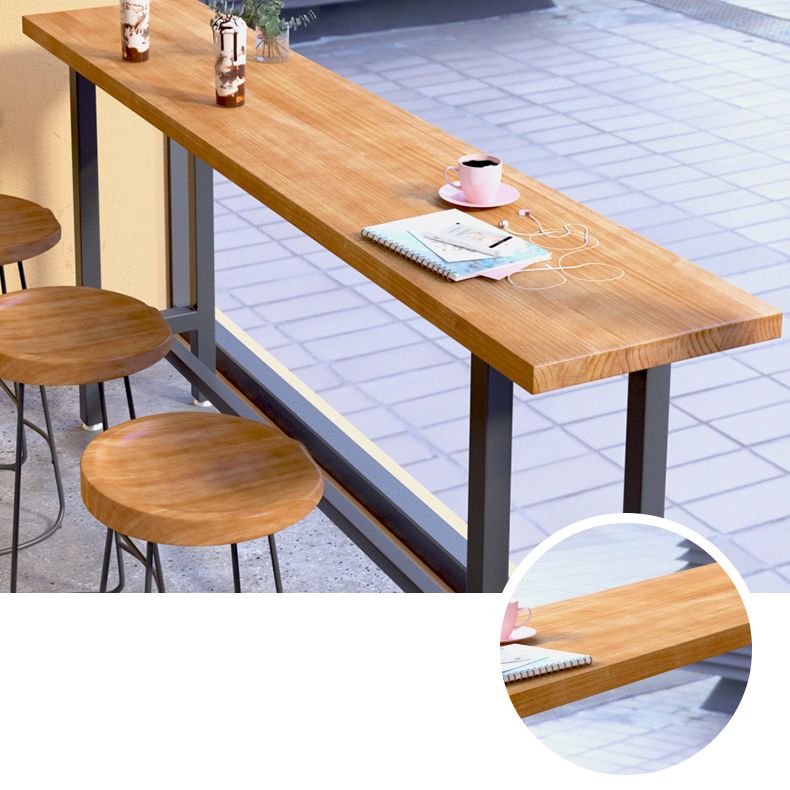 Rectangle Wood Top Counter Table Industrial Bar Table for Dining Room