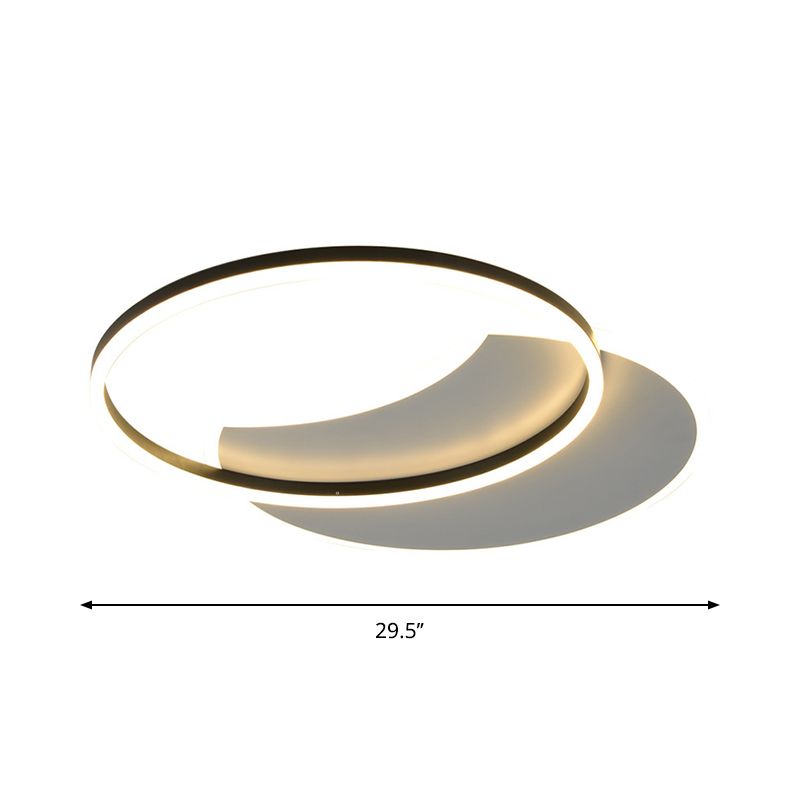 White Moon Eclipse Flush Ceiling Light Modern LED Acrylic Flushmount Lighting in Warm/White Light for Bedroom