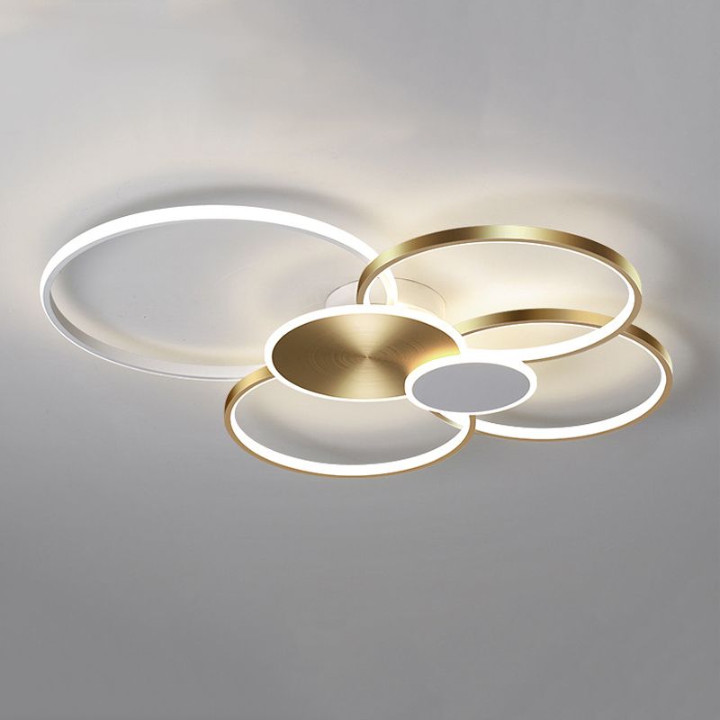 Contemporary Circular Flush Light Fixture Metal 6 Light Flushmount Lighting