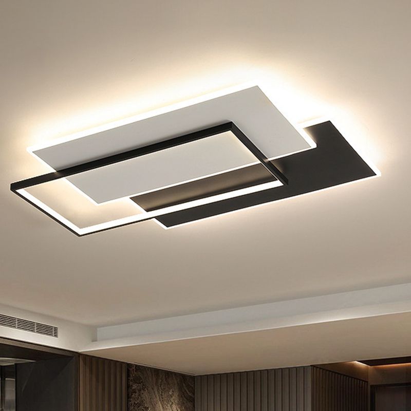Modern Style Geometry Ceiling Lights Metal 3 Light Ceiling Lamps for Bedroom in Black