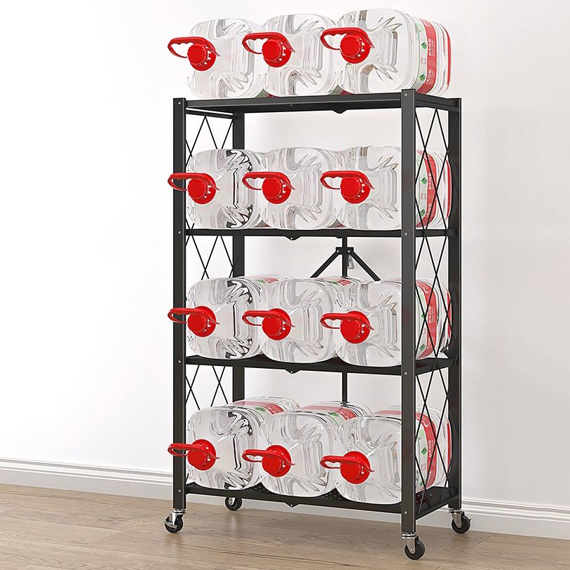Metal Floating Bookcase Contemporary Style Open Back Bookshelf with Wheels