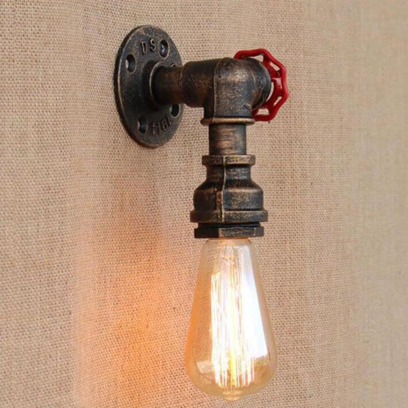 Simple Creative Pipe Wall Light Sconce 1 Light Bare Bulb Wall Lamp for Bar Coffee Shop