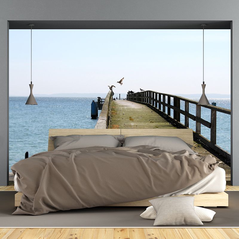Photography Wall Mural Wallpaper Wooden Bridge Sitting Room Wall Mural