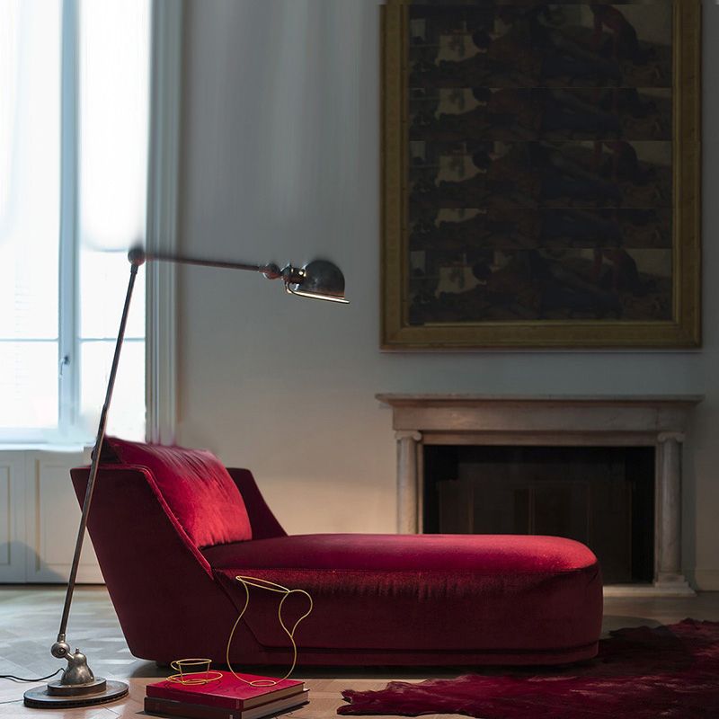 Scandinavian Upholstered Chaise Lounge Couch Armless Chaise Lounge Chair in Apple Red