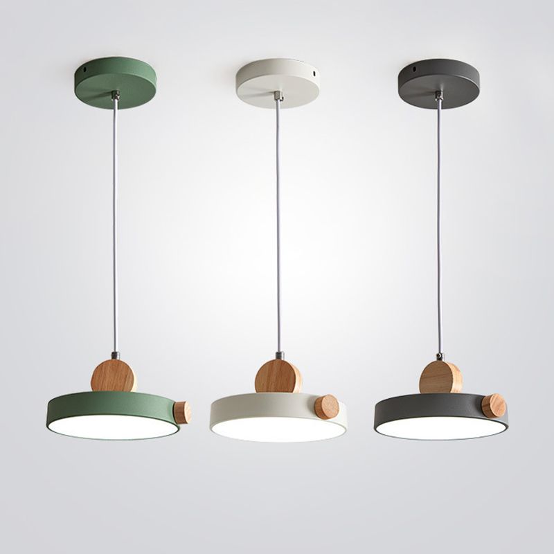 Acrylic Circular LED Hanging Lamp in Modern Concise Style Iron Macaron Pendant Light for Dining Room