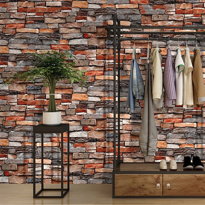 Industrial Architecture Brick Wallpaper Dark Color Washable Wall Covering for Living Room