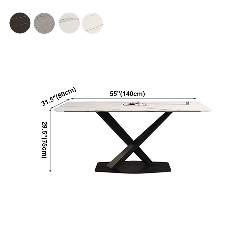 Mesa de comedor de estilo moderno Mesa de comedor de piedra sinterizada con marco negro para uso en el hogar