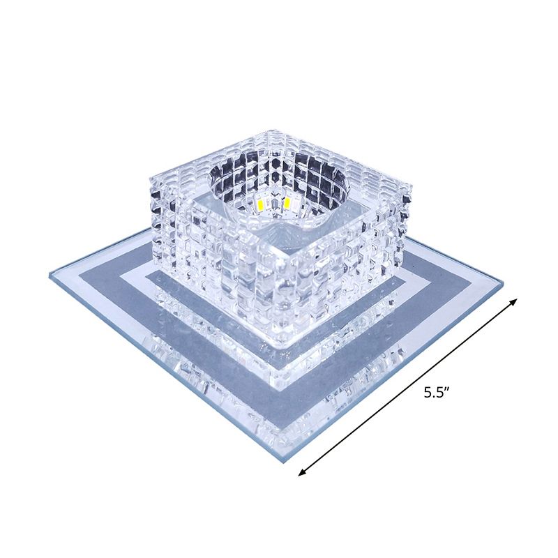 Quadratisch Korridor LED Deckenleuchte Lichtgitter-Schnitt K9 Kristall Moderne Unterputzlampe in Klarglas