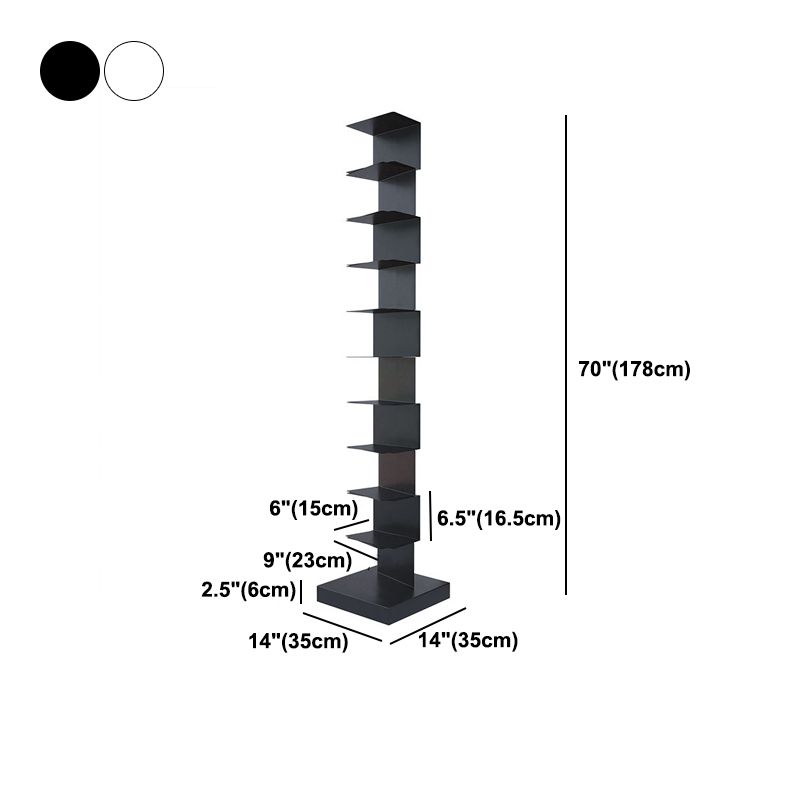 Scaffali di libreria in metallo aperto stile moderno con ripiani rettangolari