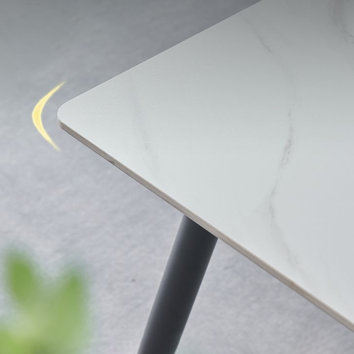 Mesa de comedor de piedra sinterizada, mesa rectangular con base de acero al carbono de 4 patas para el hogar